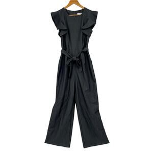 Calvin Klein Dark Chambray Jumpsuit Flutter Sleeves Business Casual Office Fit 8